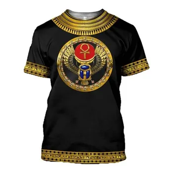 CLOOCL Lete Muži T-shirts Starovekého Egypta Bohov 3D Tlač Bohýň Faraóna Tee Tričko Krátky Rukáv Topy Hip Hop Streetwear