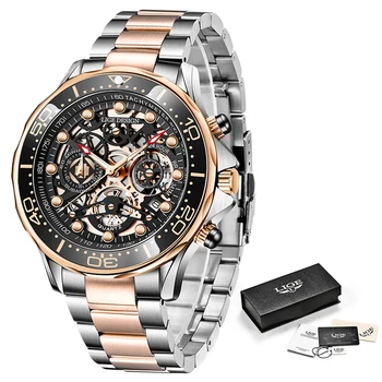 2022 LIGE Luxusné Obchodné Hodinky pánske Automatické Hodinky Pre Mužov Kostra Duté Quartz náramkové hodinky Vodotesné Relogio Masculino