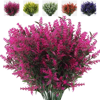 8 Zväzkov Umelé Kvety Plastové Falošné Vonkajšie Rastliny Faux Odolná proti UV žiareniu Pre Domáce Okno Kuchyne, Kancelárie Tabuľka Dekor Dodávky