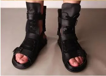 Tuziblobo Mužov Ríme Sandále Čierne Topánky Gladiator Sandále High-Top Owen Originálne Kožené Papuče Listov Letné Sandále Mužov
