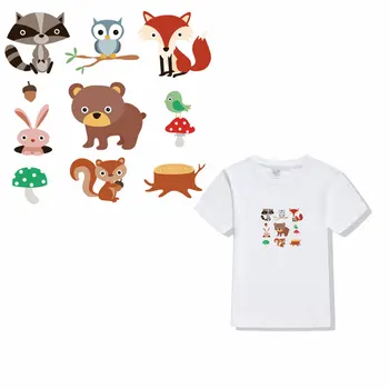 Cartoon zvieratá Škvrny Žehlička a Fox Škvrny na Oblečení DIY T-Shirts Nášivka Umývateľný Prenos Tepla Samolepky Stlačte D