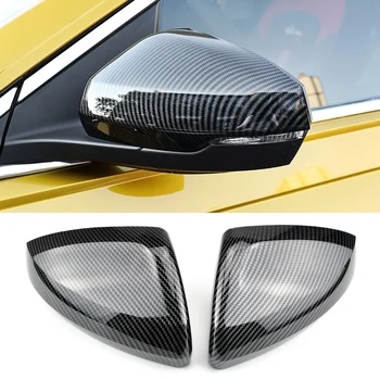 2 ks Carbon Black Bočné Krídlo Spätné Zrkadlo Pokrytie Náhradné Krytky Shell Pre Volkswagen VW Polo Plus 2019