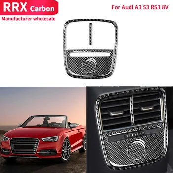 RRX Auto Zadné Air Vent Tlačidlo Panel Rám, Kryt Dekorácie karbónová Nálepka Auto Príslušenstvo Pre Audi A3, S3 RS3 8V 2013-2019