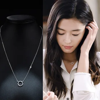 RYOUCUTE Strieborná Farba Šperky kórejský Drahokamu Kruhu Náhrdelníky Pre Ženy, Svadobné Kolye Collares Bijoux