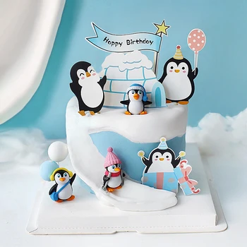 Zimné Penguin ice house snehuliak Narodeninovú Tortu Vňaťou pre Xmas Party Pečenie Dekorácie Dezert Dodávky Láska Darčeky