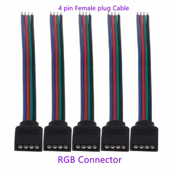 10/20/50/100 ks/veľa RGB Konektor 4 pin Female konektor Kábel Pre SMD 3528 5050 RGB LED Pásy, Osvetlenie