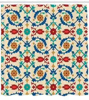 Marocký Dlaždice Sprchový Záves Nastaviť Tradičnej Východnej Ornament Záves pre Kúpeľňu 12 Háčiky Cortinas de Baño וילון אמבטיה