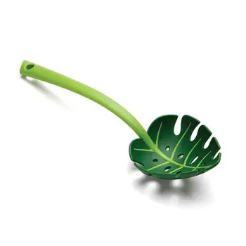 Zelená Monstera Leaf Štrbinový Lyžicu Multifunkčné Dlhá Rukoväť Špagety Štrbinový Lyžicu Šalát Skimmer pre Domácej Kuchyni