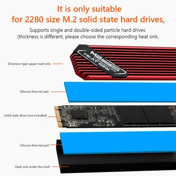 Ultra-tenké M. 2 ssd Pevný Disk Chladič Hliníkovej Zliatiny Chladič na Chladenie Tepelné Vankúšiky Tepla Radiátorov Pre PCIE SSD 2280