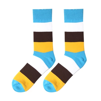 PEONFLY 1 Pár Mužov Šaty Ponožky Bavlna Farebné Pruhované Koberčeky Vytlačené Pohodlie Šťastný Ponožky Skate Zábavné Geometrie Dot Svadobné Ponožky