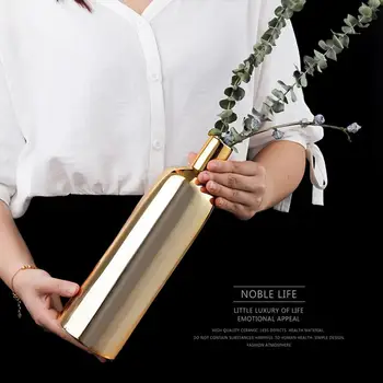 Keramická Váza, Elegantný Dizajn, Vysoký Electroplate Zlatá Farba Modernej Jednoduchosti Vázy Multi-function Elegantné Stolové Dekorácie