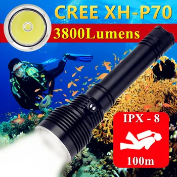 4CORE CREE XHP70 Podvodné 100m Ponoriť Vyplniť Svetlá Profesionálne LED Potápanie Silný Blesk Vysoký Výkon Spearfishing Svetlá