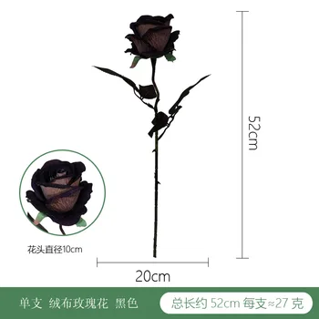 Black Rose Umelý Kvet Jednu Pobočku Pocit, Púpava Kvet Domova Halloween Christmas Party Simulácia Romantický Darček