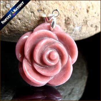Ručne Vyrezávané Prírodné Ružové Rhodonite Kamenný Kvet Amulet Lucky Ženy Roztomilý Prívesok Náhrdelník Módne Šperky Crystal 1PCS HS202