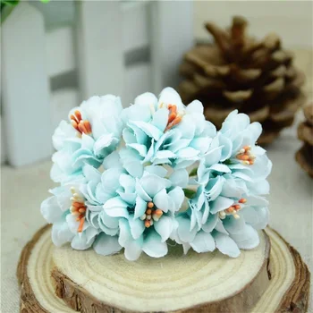 6pcs Mini Hodváb Umelý Kvet Kytice Gradient Stamen Ručné Scrapbooking DIY Veniec Svadobné Dekorácie Falošné kvet Plavidlá