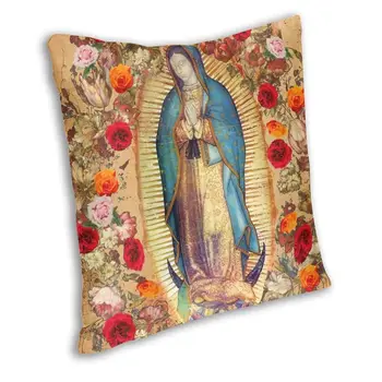 Panna Mária Z Guadalupe Panny Márie Vankúš 40x40 Dekorácie 3D Tlač Katolíckej Mexiko Plagát Hodiť Vankúš na Gauč