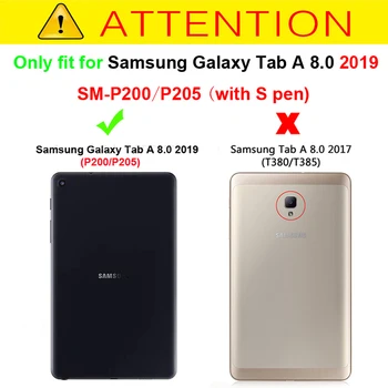 Stojan Kryt pre Samsung Galaxy Tab 8.0-P200 P205 SM-P200 SM-P205 S S Pen 2019 8