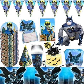 Superhrdina Batman Tému Party Dekorácie, Jednorázový Riad Cup Cake Mulčovače Baby Sprcha Set Pre Deti Narodeninovej Party Dodávky