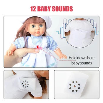 14 palce Bebe reborn Bábiky hračky dlhé vlasy Dieťa 36 cm mäkké Silikónové Simulácia zvuku módne realisticky šaty Bábiky Hračky pre dievčatá darček