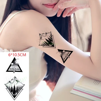 Nepremokavé Dočasné Tetovanie Nálepky iny mesiac Lesov horských trojuholníka, Body Art flash tetovanie falošné tatto pre Ženy Muži