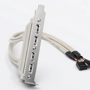 Doske 2 Port USB 2.0-9 Pin Hlavičky Držiak Predlžovací Kábel Adaptéra Pre Počítač Zadnom Paneli, Stredová 9Pin Predĺžiť Kábel