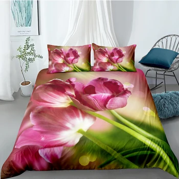 3D Kvety Dizajn Perinu Sady posteľnej bielizne Sady posteľnej bielizne Taška a Vankúš Shams 180*220 200*225 228*228 260*230 Biele posteľné Prádlo