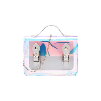 Laser Crossbody Taška pre Ženy Transparentné Kožené Reťazca Taška Módu Wild Mini Ramenný Messenger Taška PVC Malé Tote Bag 2020