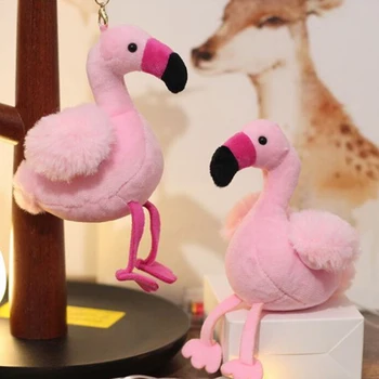 Načechraný Flamingo Keychain Pom Auto Prívesok Krúžok Držiak Pompom Žena Kožušiny Taška Charms Keyrings Šperky Vianočný Darček