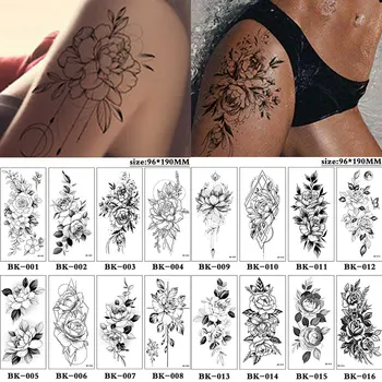 Nepremokavé Sexy Kvet Dočasné Tetovanie Pre Ženy Body Art Maľovanie Paže, Nohy Tetovanie Nálepky Realistické Falošné Black Rose Tetovanie