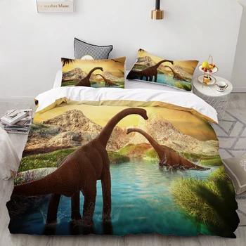 3ks Nové Klasická Dinosaura Vzor domáci Textil, posteľná bielizeň Nastaviť Obliečky Kráľ Kryt obliečka na Vankúš Cumlík posteľná bielizeň Sady posteľnej Bielizne