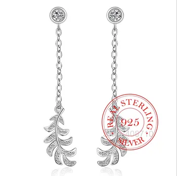 925 Sterling Silver Šumivé Listy Náušnice pre Ženy Zapojenie Šperky Zabrániť Alergikov Brincos Piercing Ucha plata de ley 925