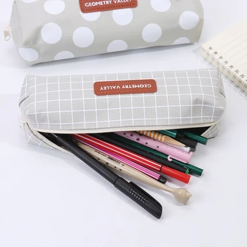 1PC Plátno peračník Kawaii Dot Pencilcase Školy Pero Prípade Dodávky Ceruzka Taška Školy Box Ceruzky Puzdro na Písacie potreby