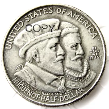 USA 1924-Huguenot-Väzba Tercentenary Pol Dolára Kópie Mincí Silver Plated