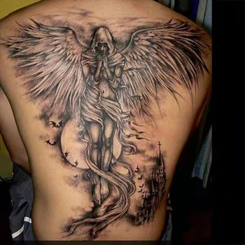 Nové Úplné Späť Dočasné Tetovanie Nálepky Mužov a Žien Nepremokavé Osobnosti Anjel Diabol Krídla Umenie Falošné Tetovanie Black Tattoo Nastaviť