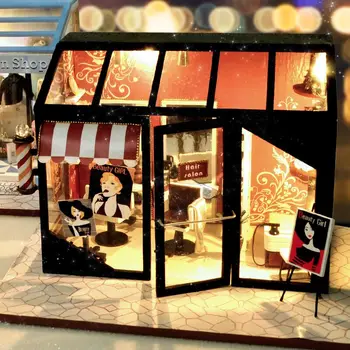 CUTEBEE DIY domček pre bábiky, Drevená Bábika Dom zmrzlina Obchod s LED Svetlá TD33 Najlepšie Narodeninám