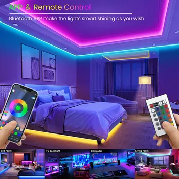 5M-30 M LED Pás Svetla 5050 RGB Led Svetlá Bluetooth APP Flexibilné Pásky Led Dióda Páse s nástrojmi Pre Miestnosti Dekorácie Podsvietenie Pre TV