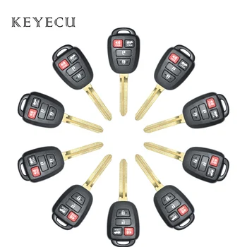 Keyecu 10 Ks Diaľkové Kľúča Vozidla púzdro Bývanie Kryt 4 Tlačidlá s H Pečiatka na Čepeľ pre Toyota Camry na roky 2012-Corolla