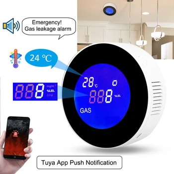 HIMOJO Tuya Wifi Smart Zemného Plynu Alarm, Senzor teploty funkcia Horľavých Plynov Detektor Úniku LCD Displej Inteligentného Života App