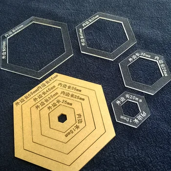 Textílie umenie patchwork nástroj Prešívanie pravítko Akryl Sashiko dizajn hexagon plesne Šablóny výšivky auta التطريز borduren
