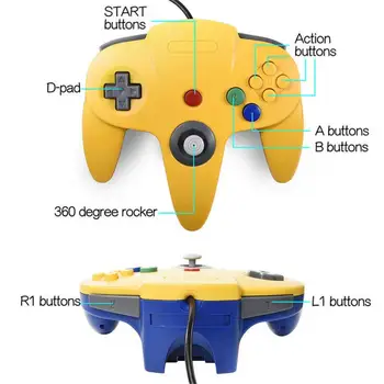 Pre Klasické Nintendo 64 Konzoly Hry Jasné Farby Hra Príslušenstvo Gamepad Káblového Ovládača Ovládač Joypad Pre Gamecube 2021