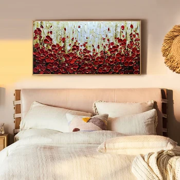 Abstrakt 3D Červené Kvety Plátno na Maľovanie Moderné Nordic Rastlín Plagáty A Tlačí na Steny Umenie Fotografie Pre Obývacia Izba Domova