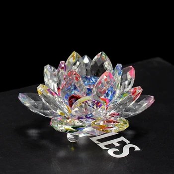 85mm Dúha Farieb K9 Prírody Crystal Lotosový Kvet Remesiel pre Domáce Fengshui Dekorácie Paperweight Office Ornament