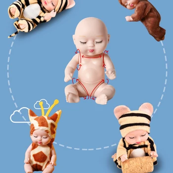 Hot Predaj Roztomilý Zvierat Baby Doll 3,5 palcový Deer/ Včela/ Medveď Spánku Baby Simulované Reborn Baby Doll pre detské Hračky s Oblečením