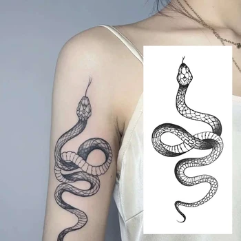 Veľká Veľkosť Červeného Hada Nepremokavé Dočasné Tetovanie Samolepky Pre Chladné Ženy Muži Body Art Pás Obtlačky Falošné Tatto Lete