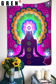 GREN Nazarite Jogy Meditácie Gobelín Čakra Umenie Hippie Mandala Stene Visí Tapisérie pre Obývacia Izba, Spálňa Koľaji Domova