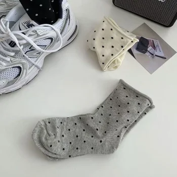 Naberaný Ponožky Ženy Dot Vytlačené Kawaii Roztomilý Harajuku kórejský Štýl, Biela, Návrhár Žena Ponožky Dievčatá kobieta skarpety chaussettes