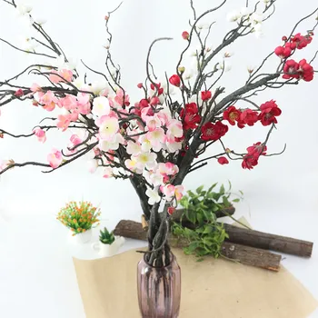 Umelé Kvety čerešňové Kvety Slivky plastové strom pobočky Svadobné Dekorácie DIY Domáce Záhrada Vianočný Dekor Čínsky štýl