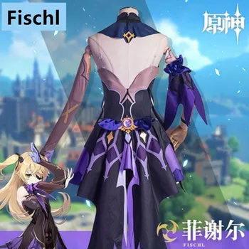 Hra Genshin Vplyv Fischl Cosplay Kostýmy, Parochne Topánky Anime Oblečenie Šaty Halloween Karneval Uniformy