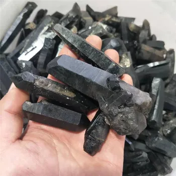 Veľkoobchod Prírodné Kryštály Black Údená Quartz Bod Drsné Kamene Prútik 1000 g Na Predaj