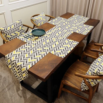 Tabuľka dekorácie Moderný Stôl Runner Pruhy vzor S Strapec Bavlnená posteľná Bielizeň Textílie Tabuľka Top Decor Domov Stôl Runner